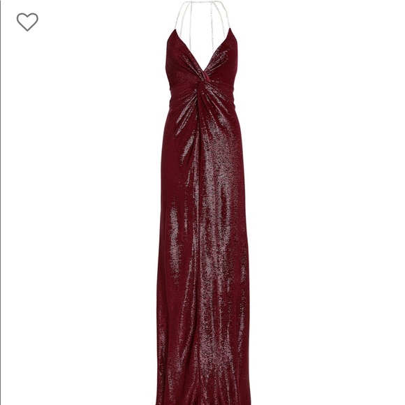 red shimmer gown